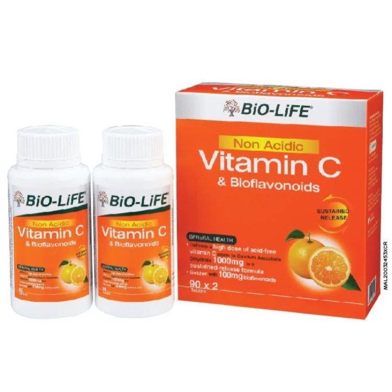 BIO-LIFE NON ACIDIC VITAMIN C & BIOFLAVONOIDS TAB 90'S | 2 X 90'S ...
