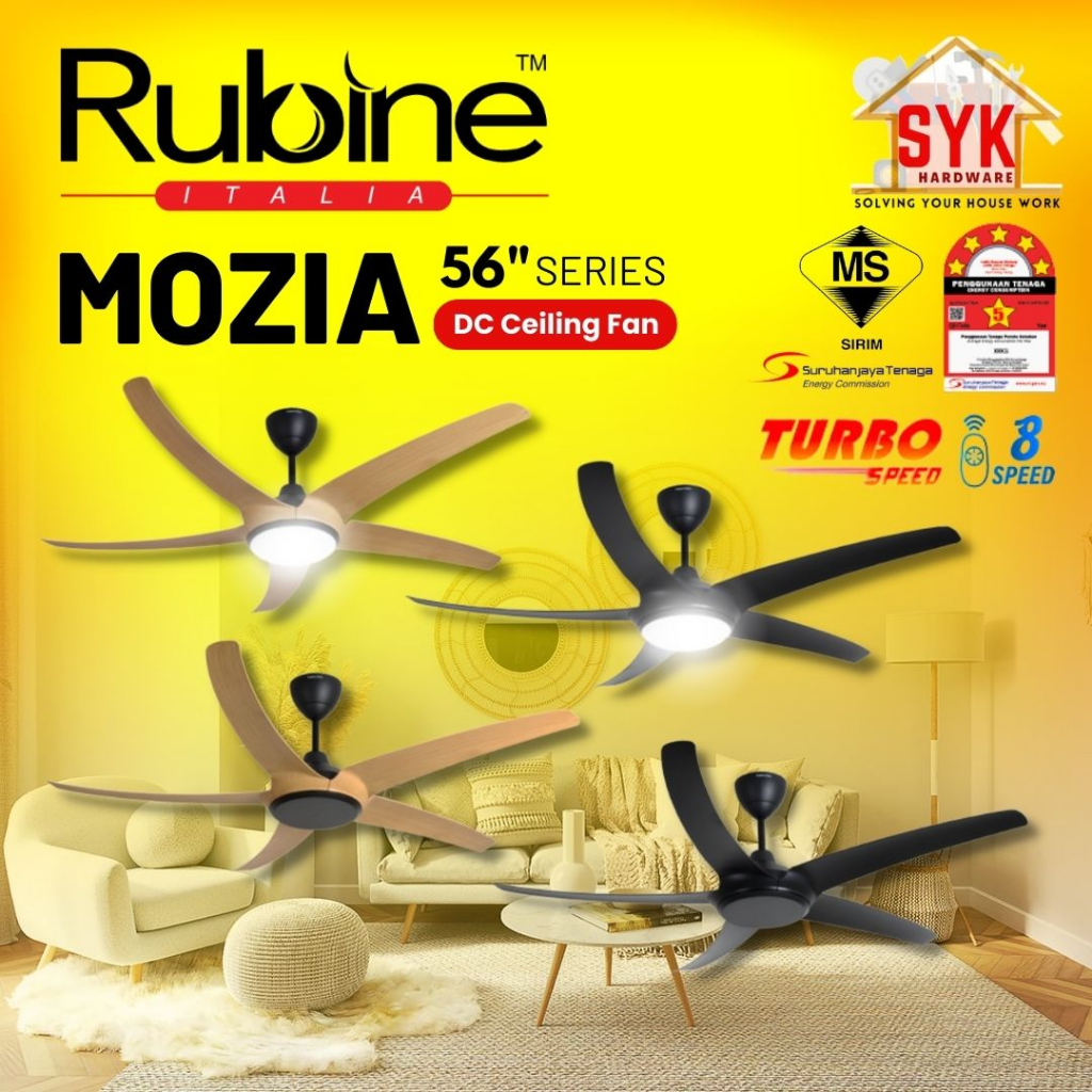 SYK Free Shipping Rubine Ceiling Fan Light Mozia Series 56 Inch DC