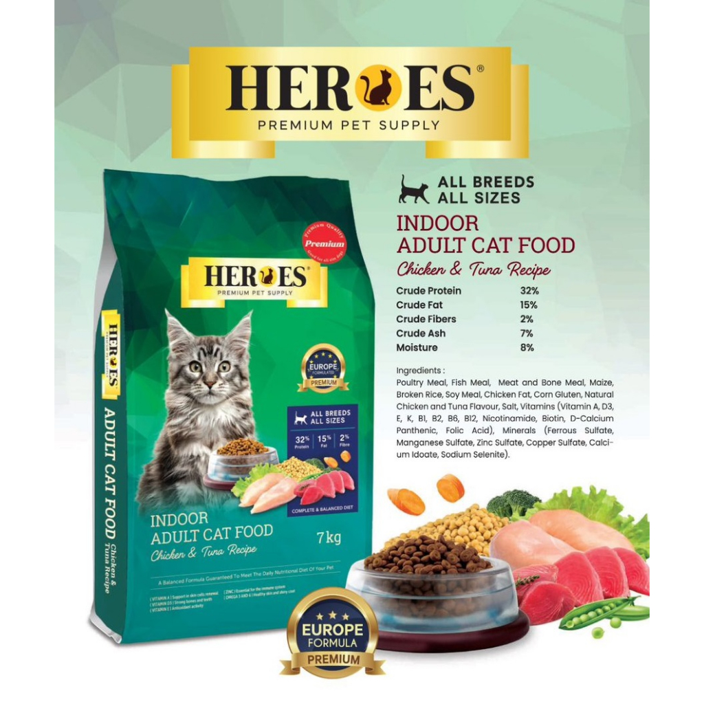 HEROES Premium Pet Food / Premium Cat Dry Food / Makanan Kucing 7KG ...