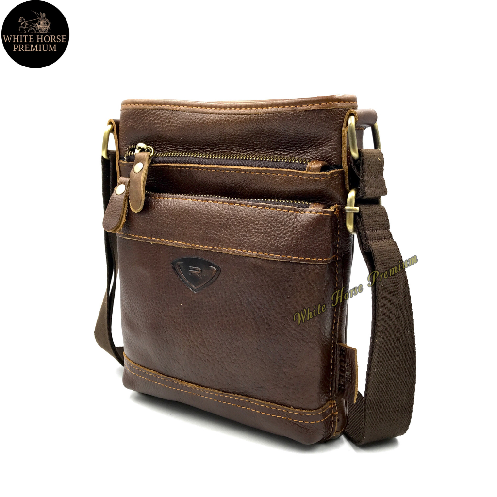 Rush Rider Full Cowhide Leather Sling Bag Men Thin Crossbody Bag ...