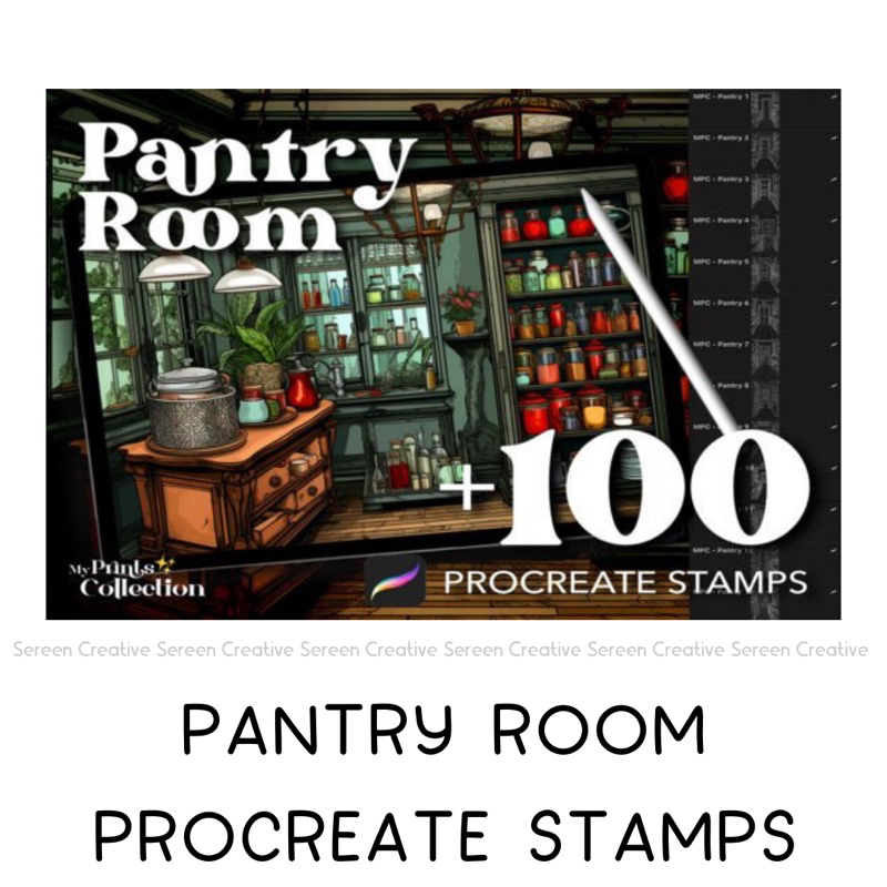 P702 Procreate Pantry Room Stamps (Interiors, interior brushes, home ...