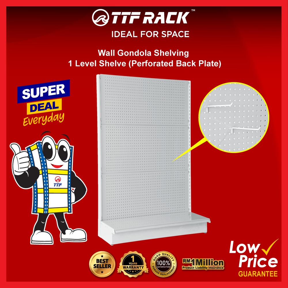 TTF Rack™ (WALL GONDOLA 1 LEVEL) Wall Gondola Perforated Back Plate ...