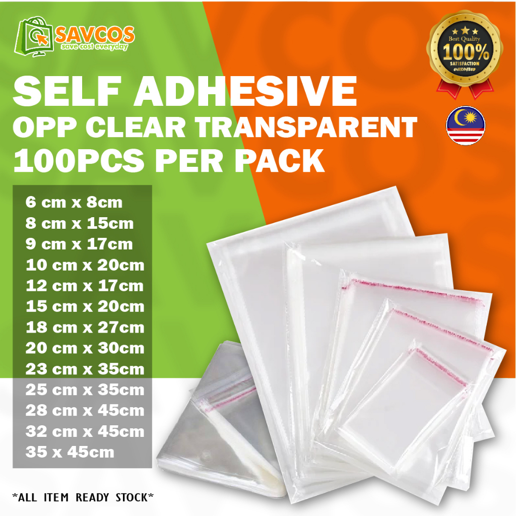 100 pcs Plastic Transparent Packaging Non Adhesive 10 x 15 and 8 x