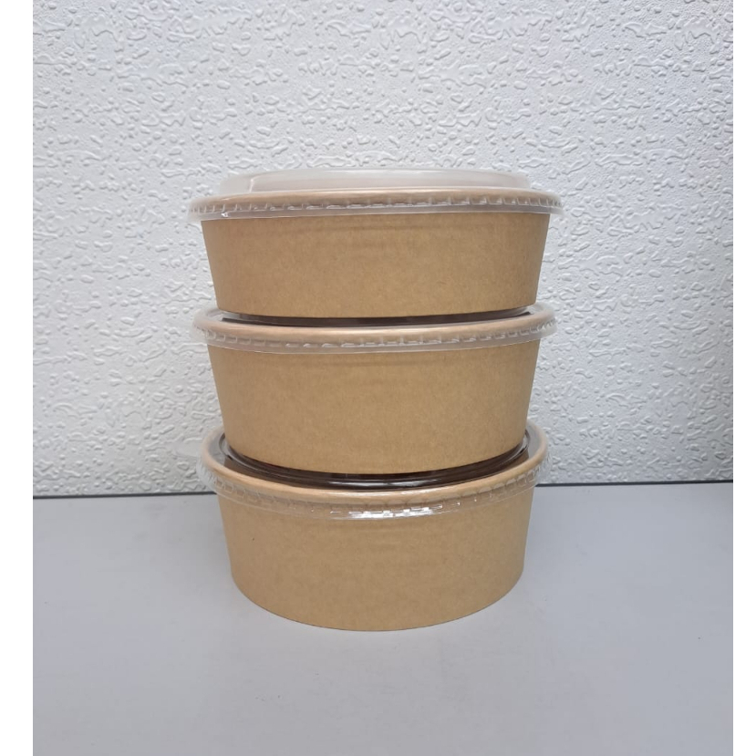 (50pcs) 1100ml/1300ml/1500ml Brown Kraft Paper Bowl Disposable ...