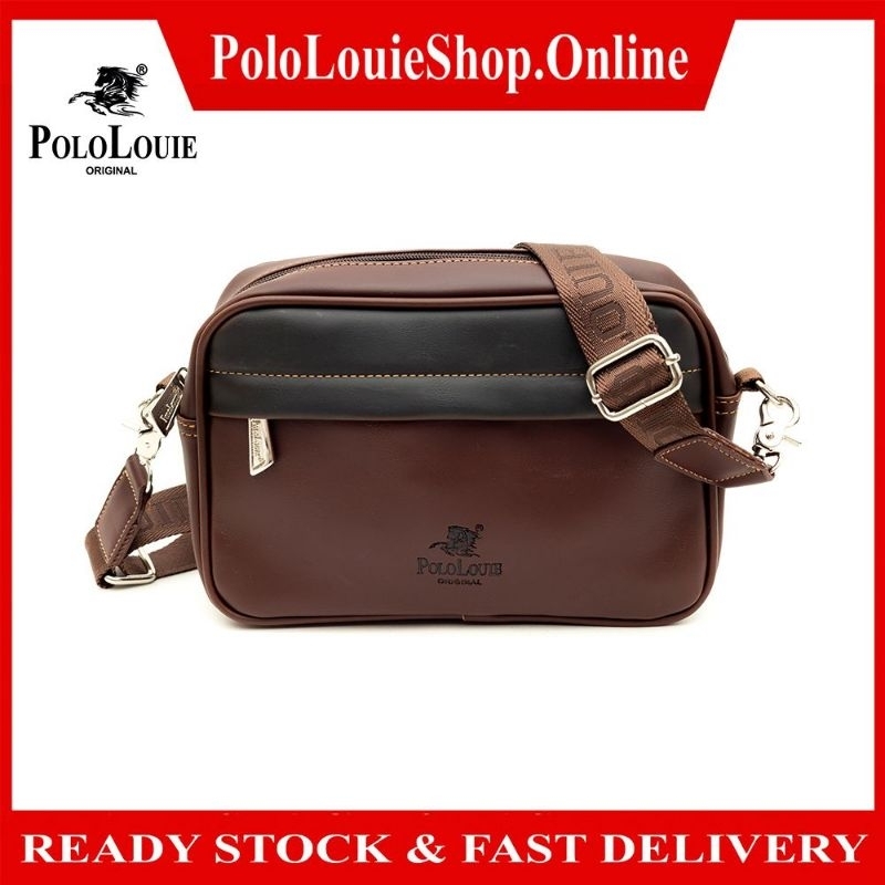 Original Polo Louie Men's Luxury Leather Messenger Bag Crossbody Sling