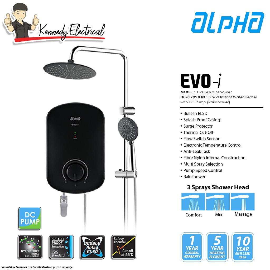 Alpha Evo-i Instant Water Heater With Dc Pump(rainshower) Alpha Evo-i 