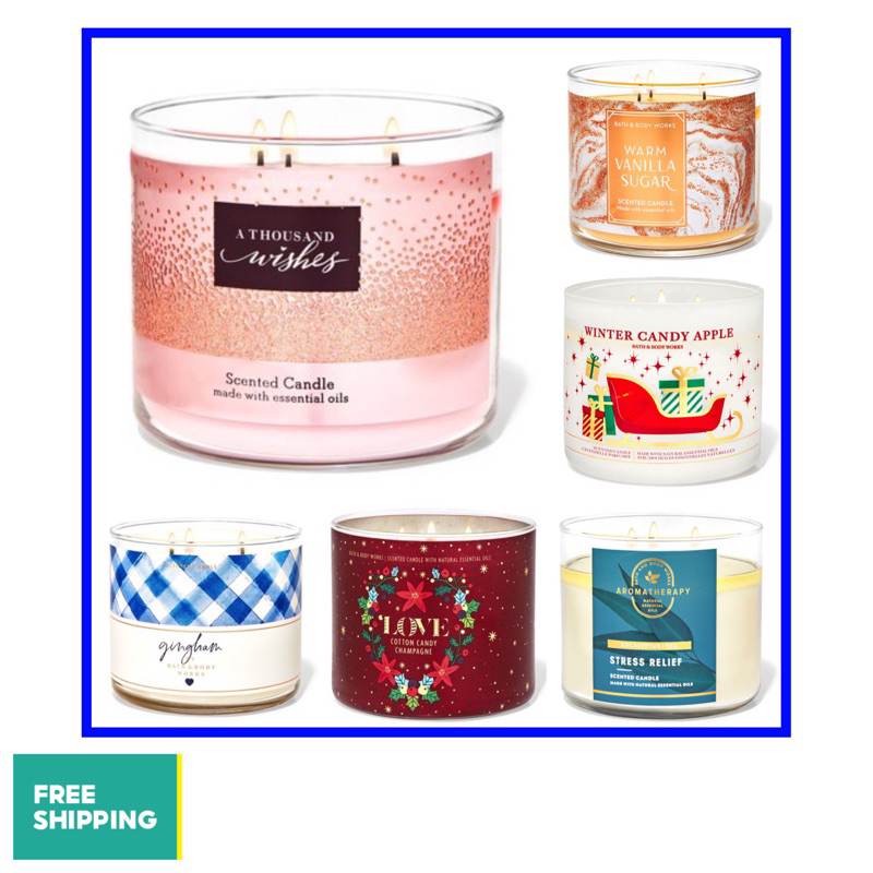 Bath and Body Works 3 wicks Candles (💯 Original CLEARANCE) Shopee