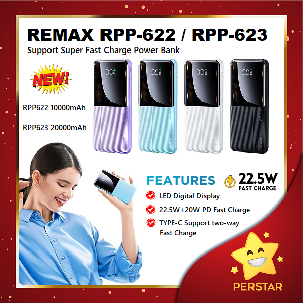 [ NEW BARU] REMAX RPP-622 10000mAh RPP-623 20000mAh Slim/Thin/Light ...