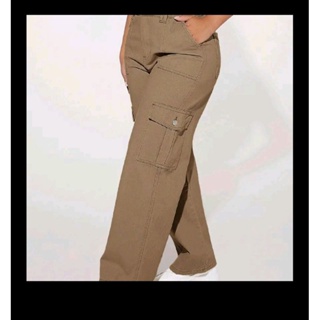 Ready Stock )Long Palazzo Cargo 6 Pocket Solid Denim Jeans New