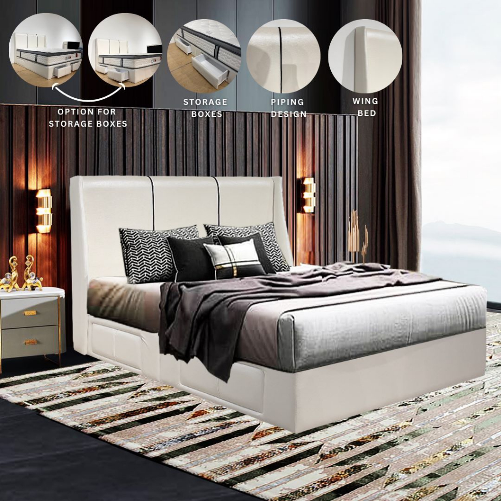 EE LIFE DESIGN Bed Frame With 2 Drawers / Queen Bed Frame with