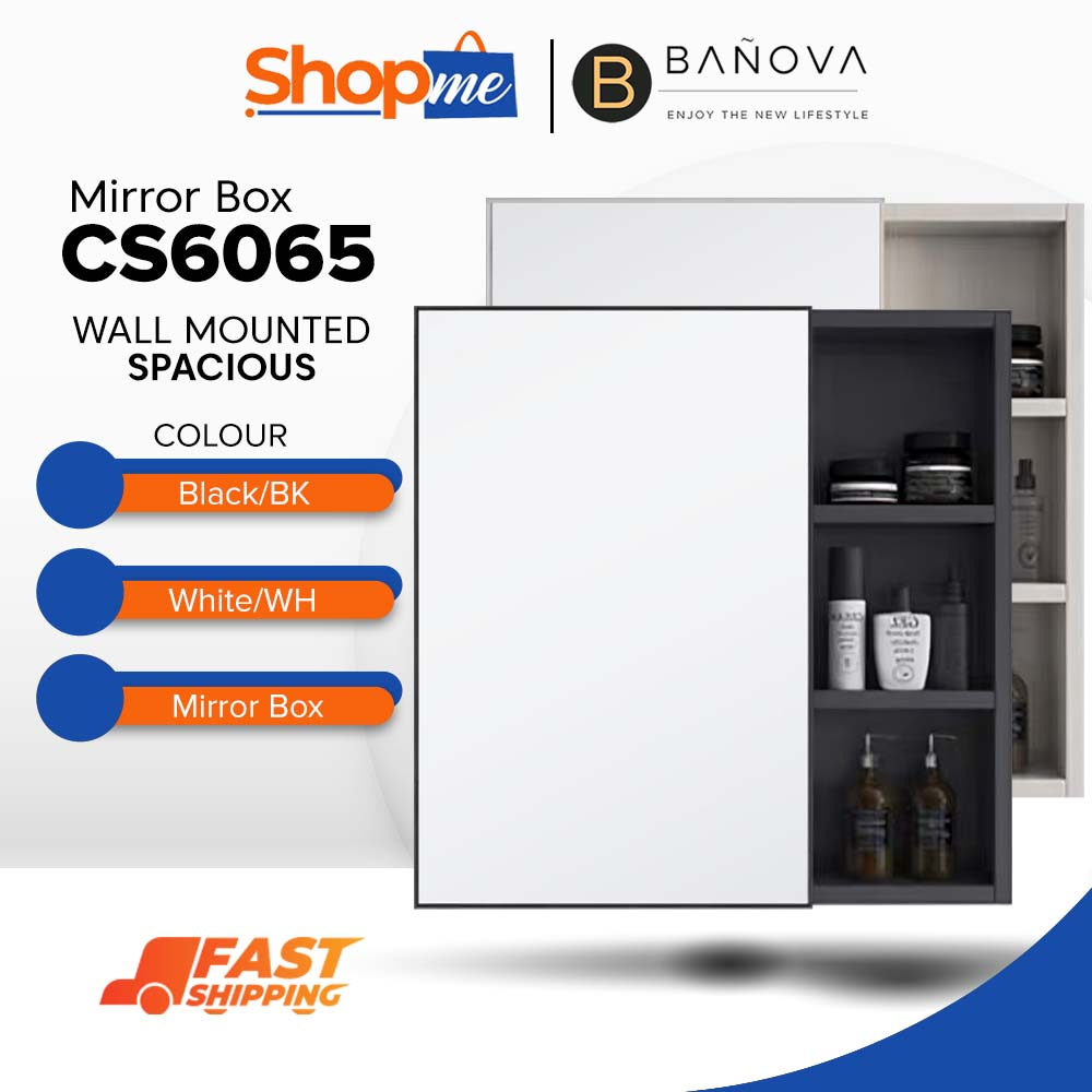 BANO BATHROOM MIRROR BOX ALUMINIUM COSMETIC STORAGE ORGANIZER WITH