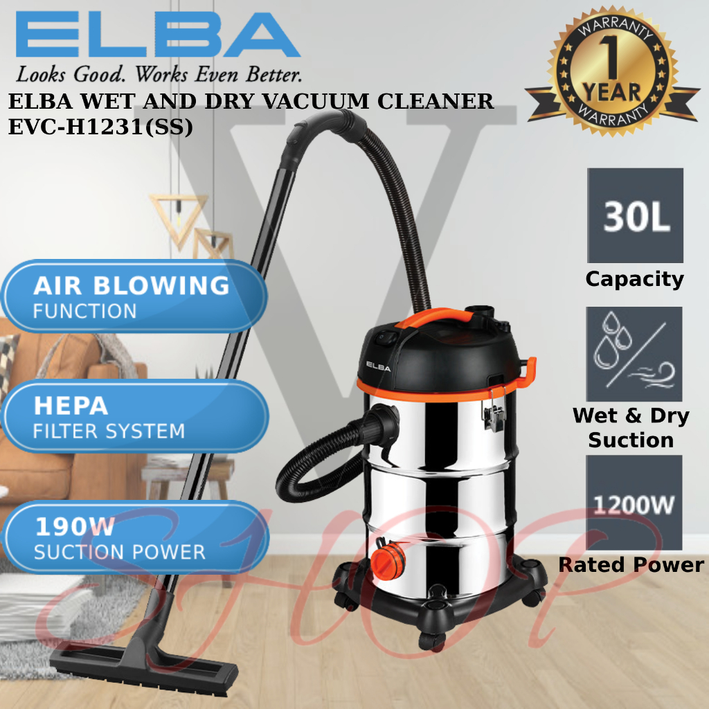 ELBA 1200W WET & DRY VACUUM CLEANER EVC-H1231(SS) // MORGAN 2 IN 1 600W ...