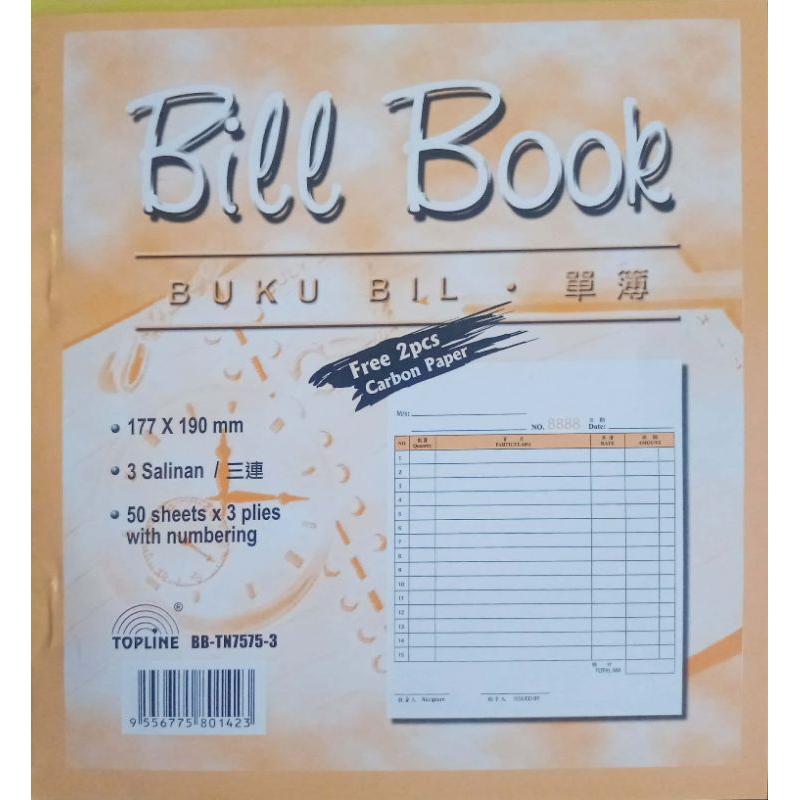 Topline Side Open Bill Book 3ply (177mm x 190mm) | Shopee Malaysia
