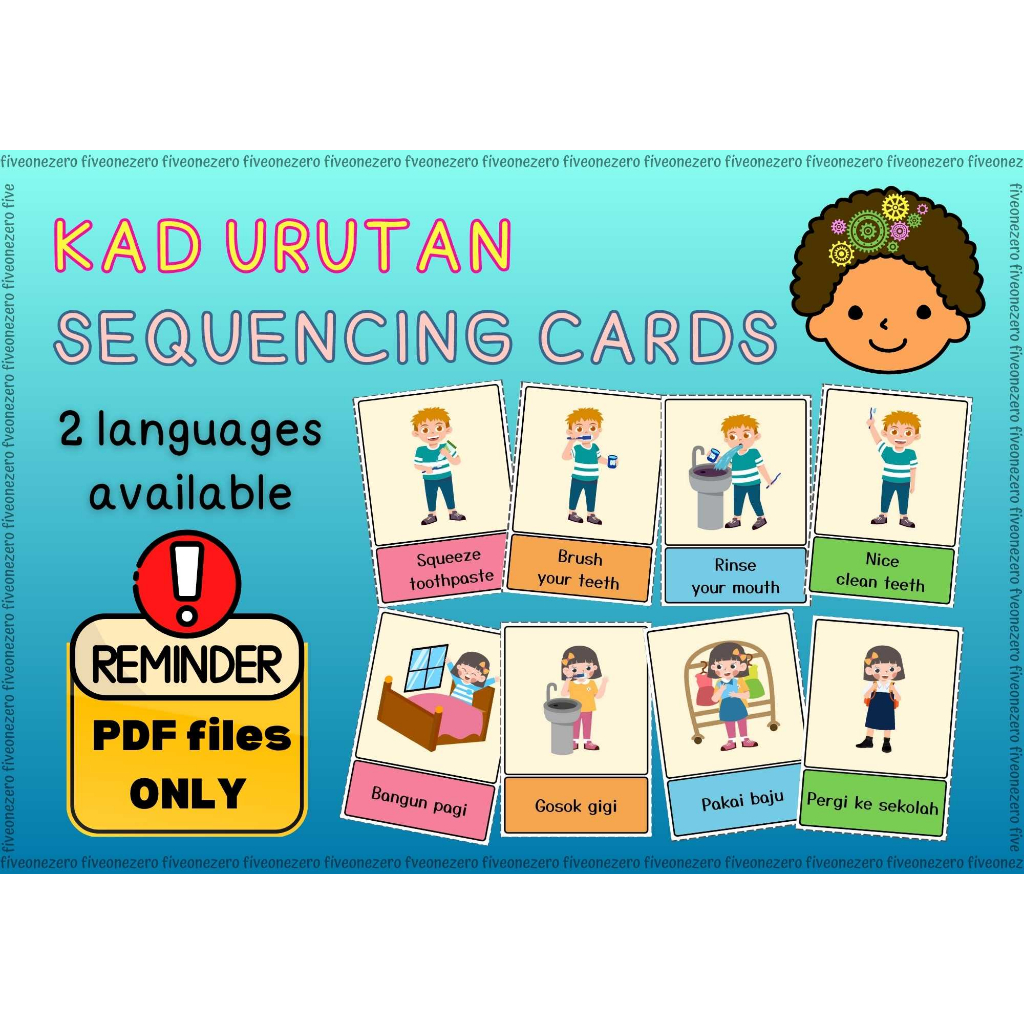 [PDF Softcopy] Kad imbas Bahasa Melayu, Kad urutan, Printable