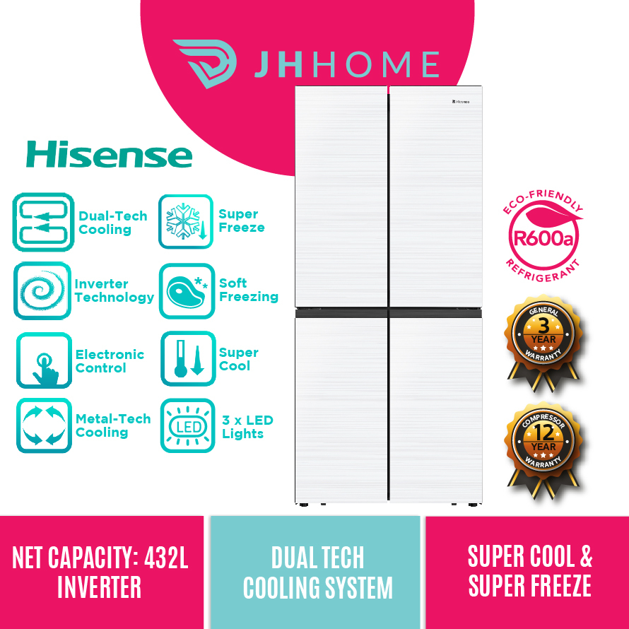 Hisense 520L Inverter 4 Door Refrigerator RQ568N4ABU RQ568N4AWU