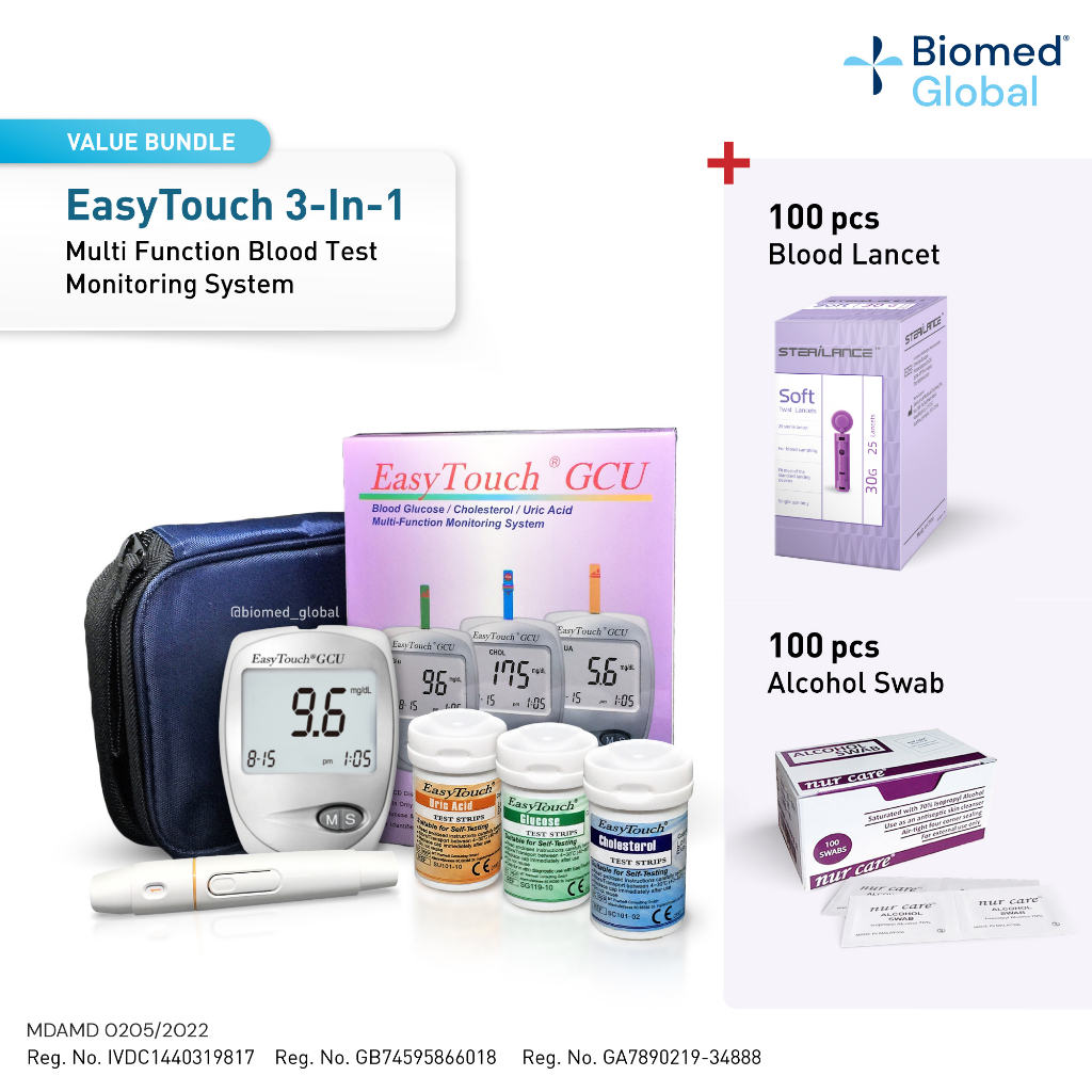 EasyTouch GCU Cholesterol, Glucose, Uric Acid Test Meter Set, Bundle ...
