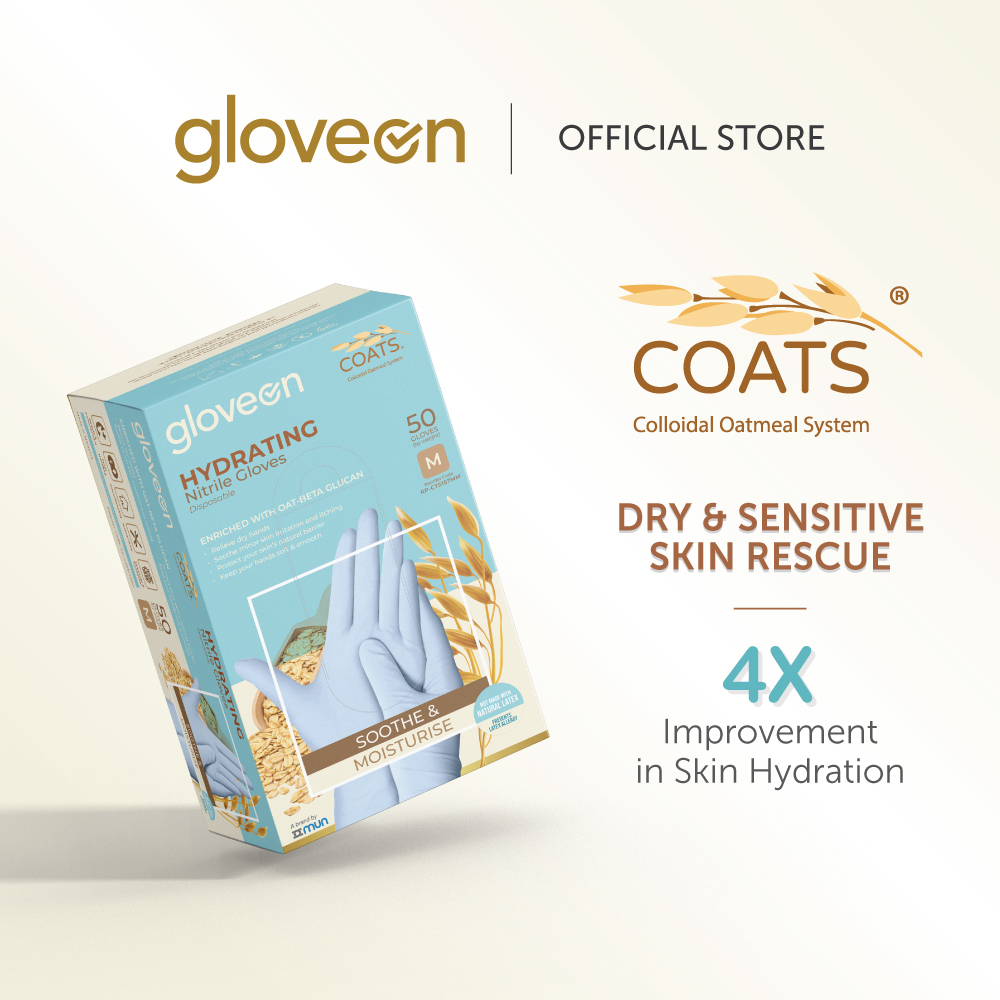GloveOn COATS Hydrating Nitrile Gloves (Blue) 4X Improvement in Skin