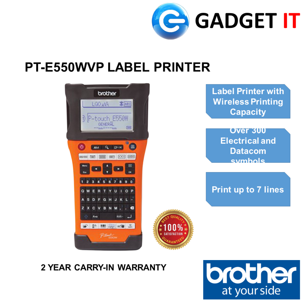 BROTHER PTOUCH PTE550WVP INDUSTRIAL PORTABLE HANDHELD LABEL STICKER