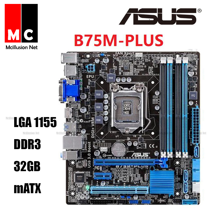 Asus B75M-M Desktop Motherboard B75 b75m Socket LGA 1155 pin DDR3 i3 i5 ...