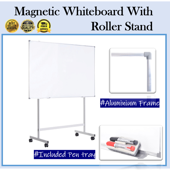 Aluminium Frame White Board c/w Roller Stand | Magnetic White Board ...
