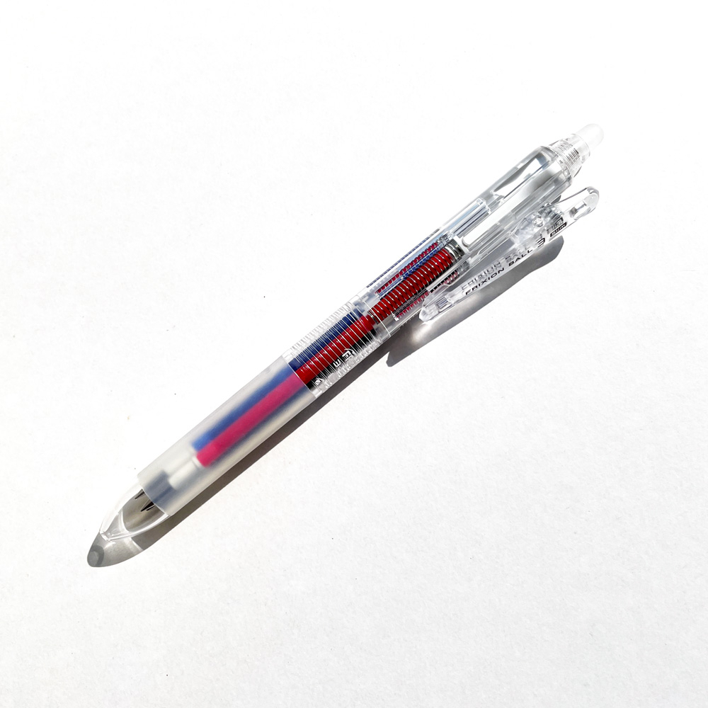 Pilot Frixion Ball 3 Slim 0.38mm 3 variation (Blue/Beige/Clear) LKFBS60UF3 Ink Color in 1 Pen