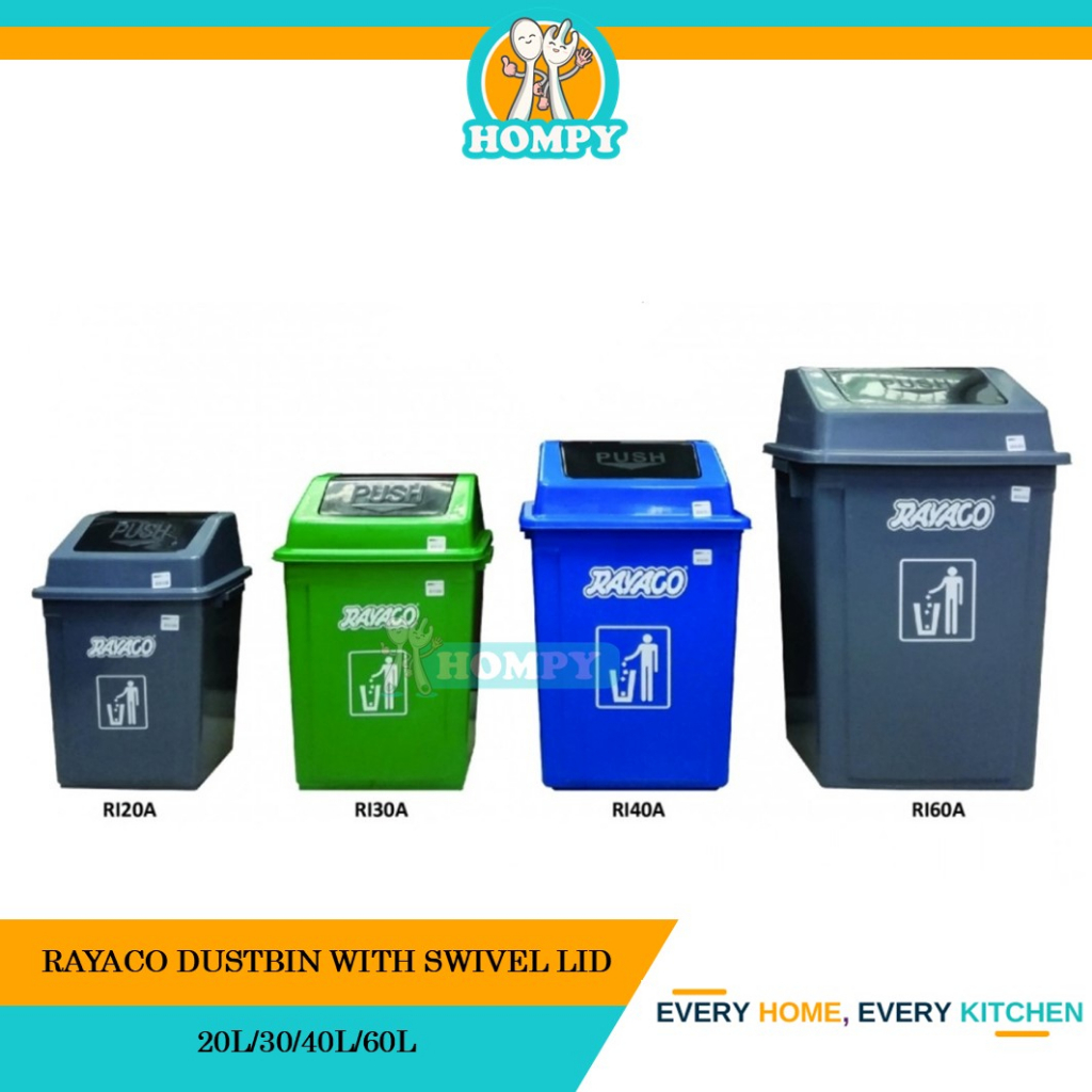 Rayaco Dustbin With Swing Lid 20L/30L/40L/60L | Garbage Bin | Indoor ...