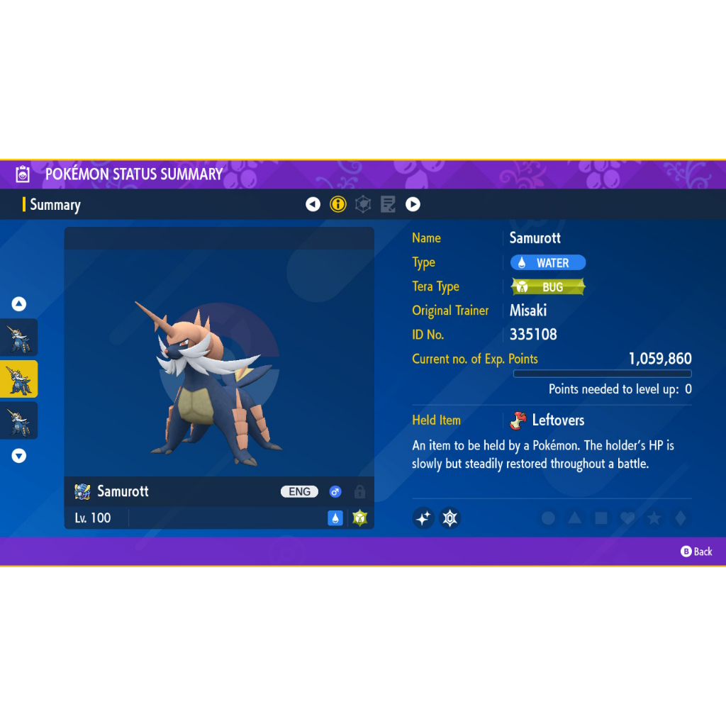 Pokemon Scarlet & Violet 6IV Shiny Samurott & Shiny Oshawott With Mark