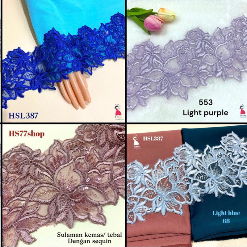 [ 50cm ] HSL387 Boder lace sequin/ border lace/ sequin lace/ lace baju ...