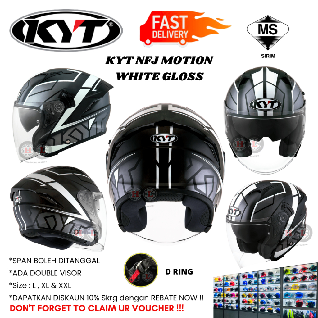 KYT NFJ MOTION HELMET DOUBLE VISOR KYT HELMET NFJ MOTION MATTE