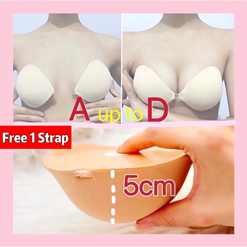 Ship from KL】🔥Super Push👍3/5cm Thick Invisible Push Up Nubra Size A-D Cup  Nubra Strapless Bra Wedding Stick pad加厚隐形内衣