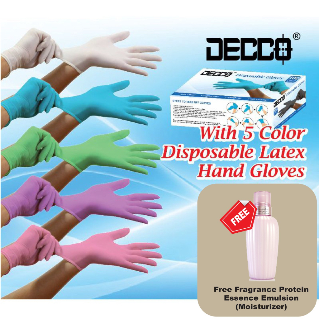 Decco Latex Color Disposable Glove 5 Box Combo Set Free Moisturizer