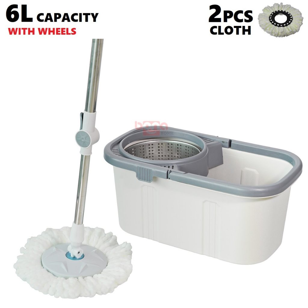 6L Pail Spin Mop Microfiber Cloth Floor Mop Magic Clean Mop Spinner 360