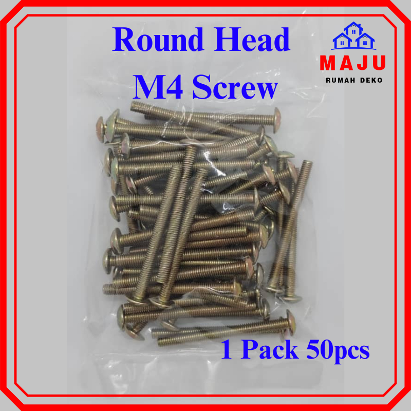 MAJU M4 Round Head Screw Skru Kepala Bulat Cabinet Panjang 20mm 25mm ...