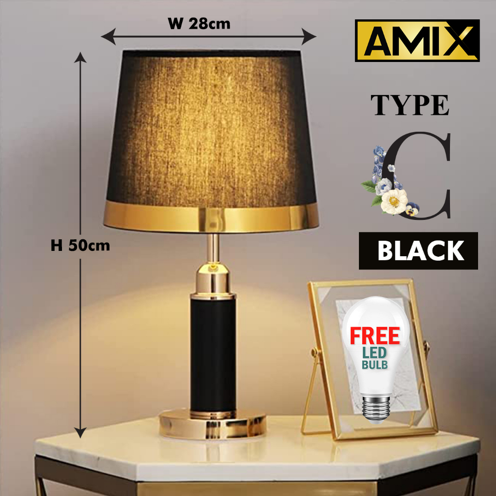 Lampu Tidur Bilik LED Crystal ceramic table lamp Nordic Muji Night ...