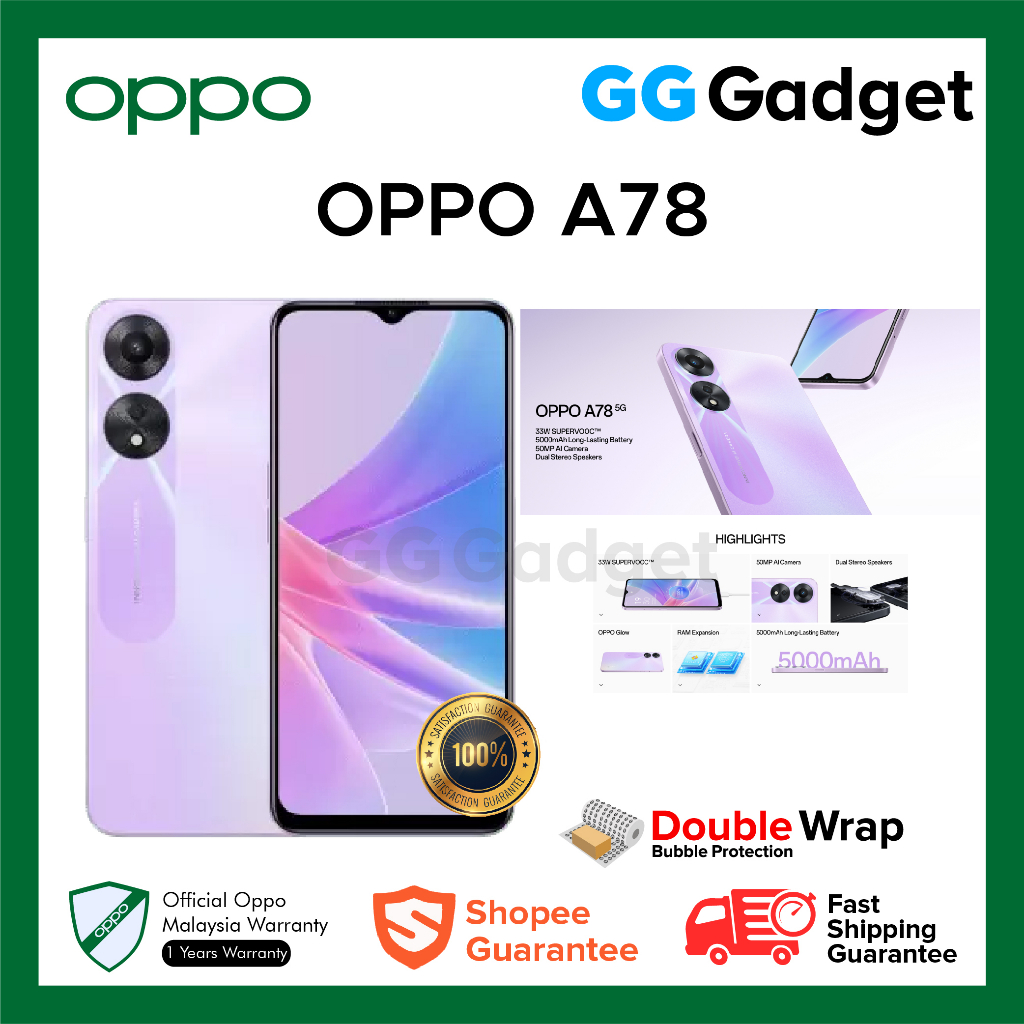 OPPO A78 5G (8GB+8GB+128GB) 1 Years Warranty by Oppo Malaysia - Dual ...