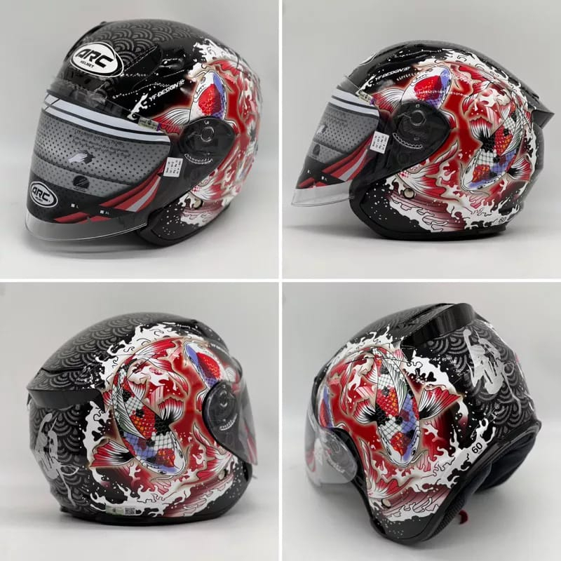 100% ORI+SIRIM} ARC HELMET XR DESIGN KOI IKAN / LAGUNA / NEBLUE Y16 ...