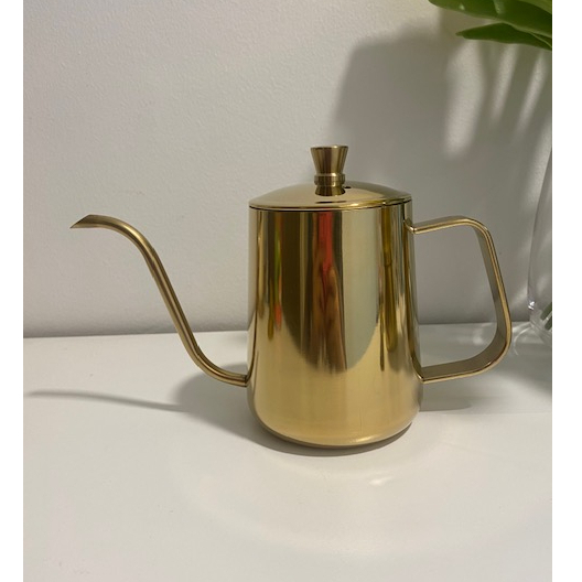 Coffee Pot Pour Over Gold & Black Color 600ML Hot Water Pot Kettle Hand