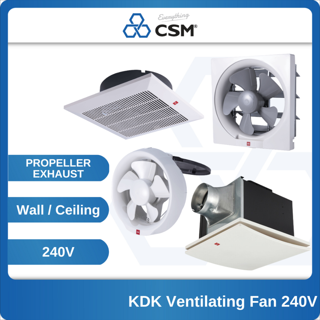 KDK 8" / 10" / 12" WALL GLASS MOUNT PROPELLER EXHAUST / VENTILATING FAN