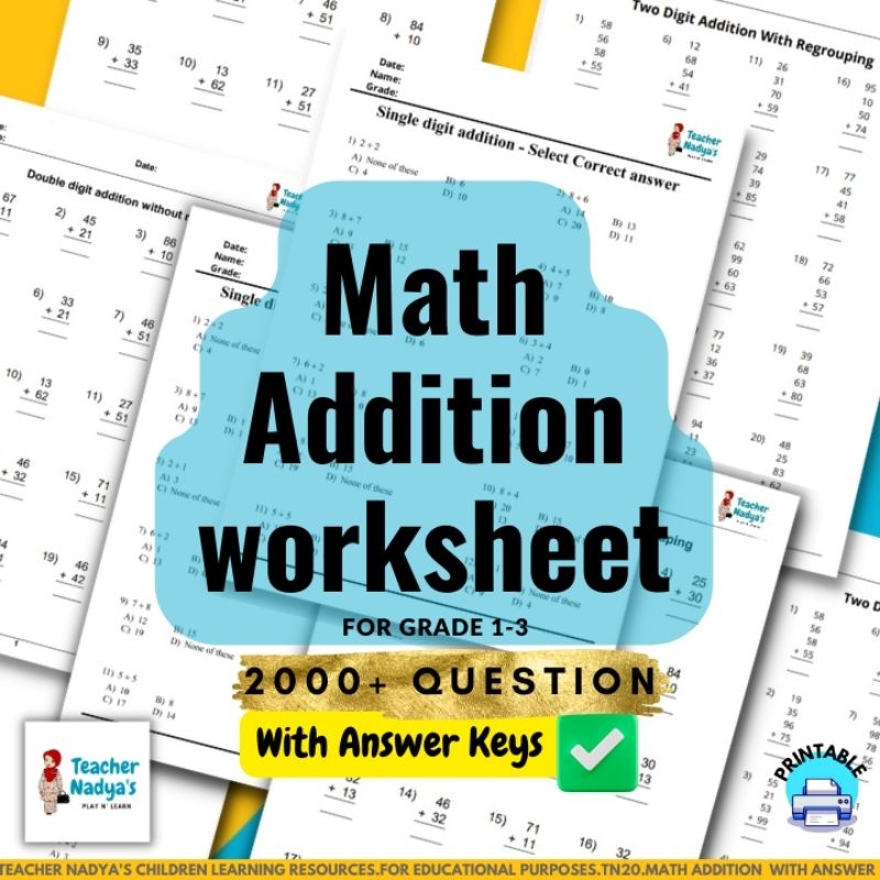 [ Printable/ PDF ] Math Addition Worksheet | Mathematics | Subtraction ...