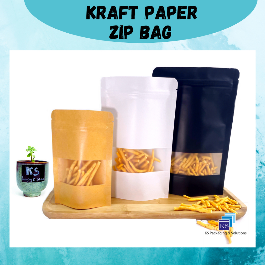 (50pcs) Kraft Paper Zip Lock Bag/Kraft Paper Zipper Bag/Goodies Bag