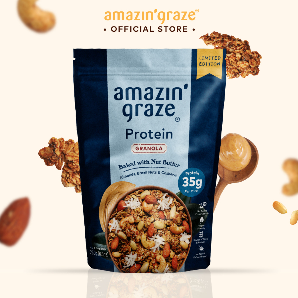 Amazin' Graze Protein Granola Baked with Nut Butter (250g) Shopee