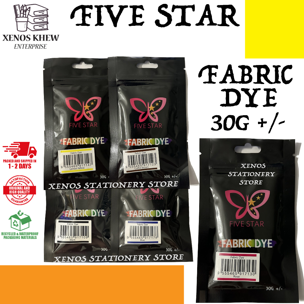 FIVE STAR FABRIC COLOUR DYE POWDER (30 GRAM PER PACK) (READY STOCK