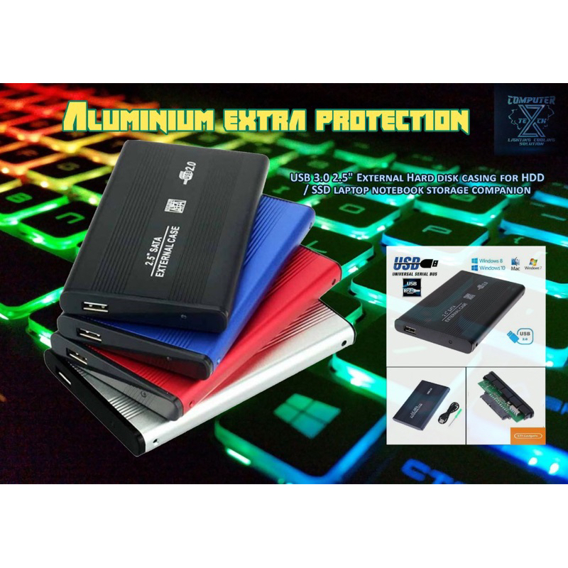 External Hard Disk Casing Aluminium Extra Protection USB 3.0 2.5" HDD