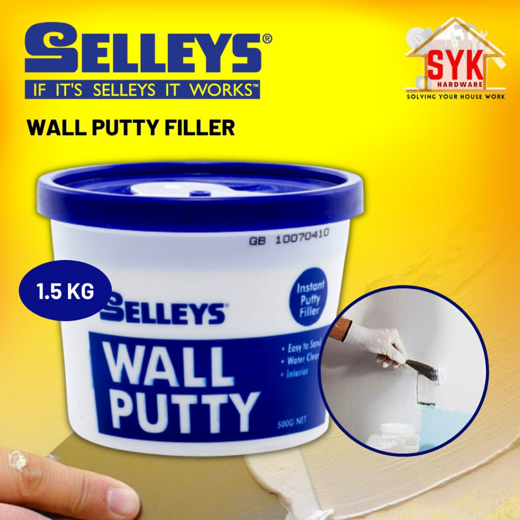 SYK SELLEYS Wall Putty Filler 1.5kg For Wall Crack Repair Dempul