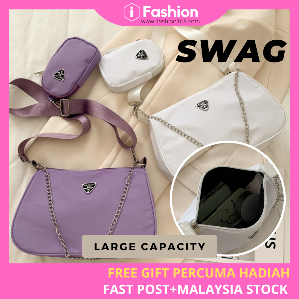 iFASHION 1548 2 in 1 Underarm Nylon Beg Tangan Wanita Sling Bag Women ...