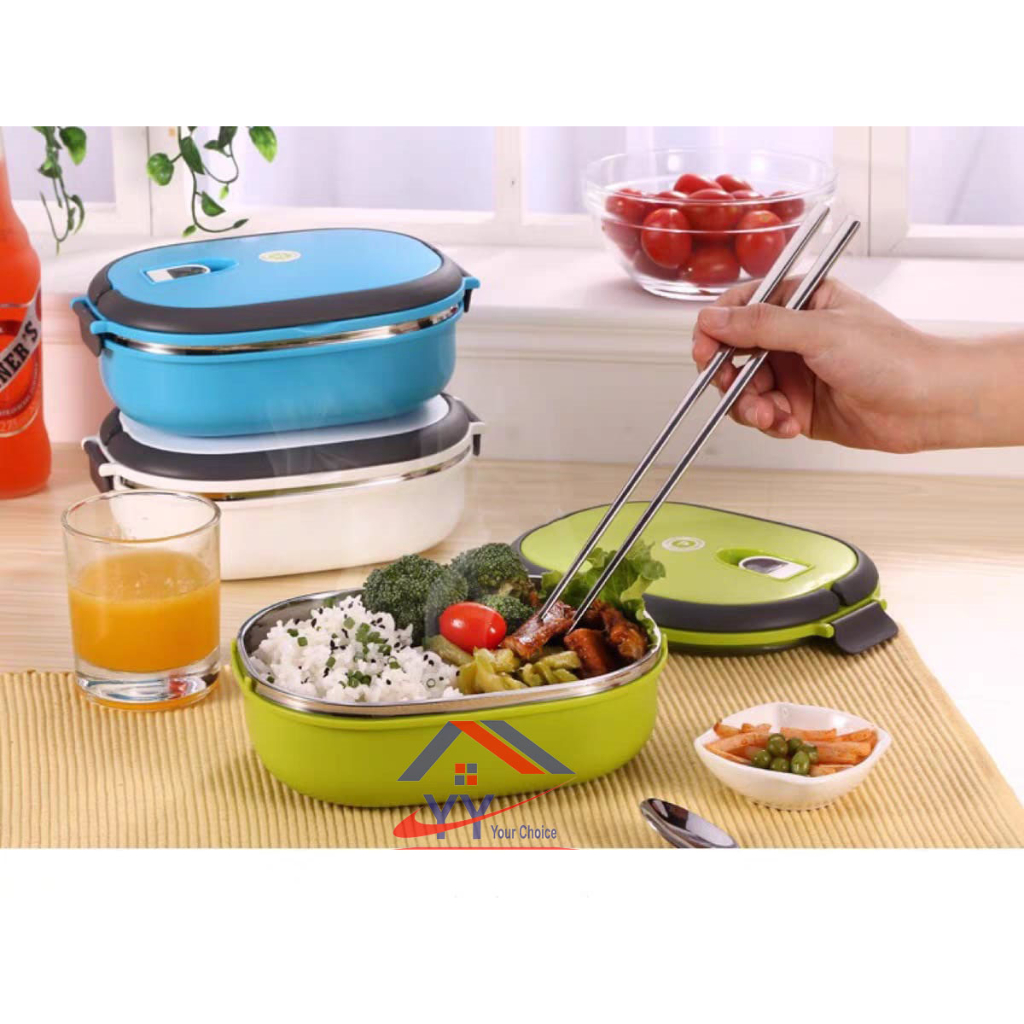 Stainless Steel Rectangular Shape Colour Lunch Box 1 Layer with Handle ...