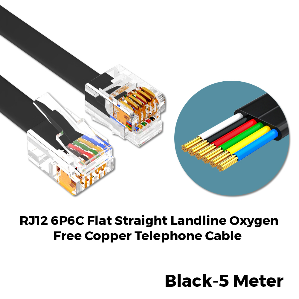 RJ12 6P6C Flat Straight Landline Oxygen Free Copper Telephone Cable ...