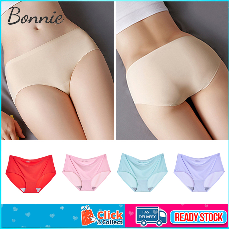 LATEST] Ice Silk Panties Seamless Women Underwear Middle Waist Seluar Dalam  Wanita Women Briefs Underwear Panty