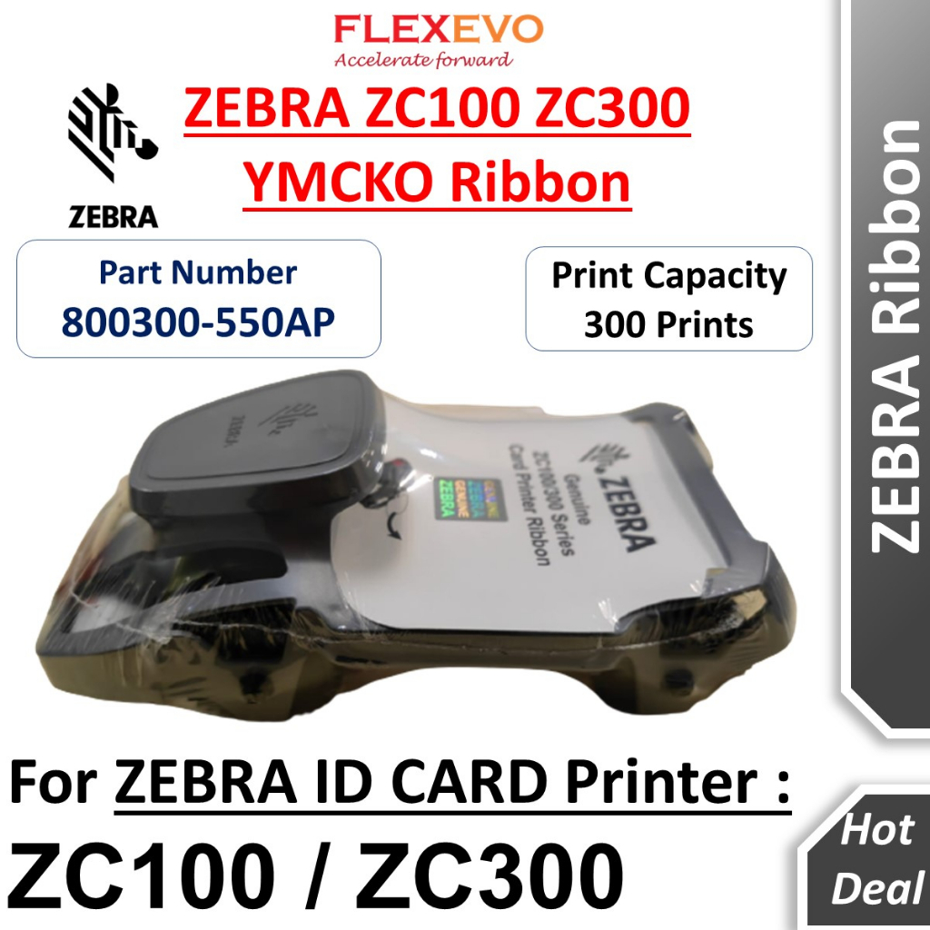 Zebra ZC100 ZC300 Series Color Ribbon 300 prints YMCKO 800300550AP
