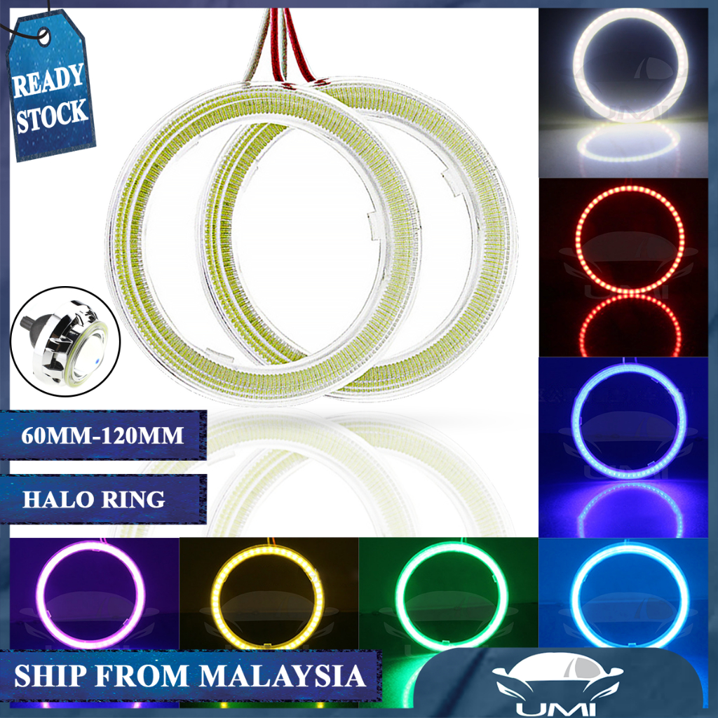 4-Pack Angel Eyes Halo LED COB Ring Lights (60mm-120mm) With Lamp Cover – 12V, Multi-Color